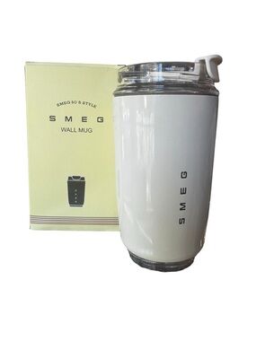 SMEG 12oz Insulated Travel Mug Cream Stainless Steel Coffee Cup